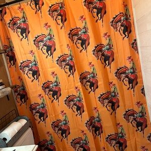 Cowboy Print Orange Shower Curtain